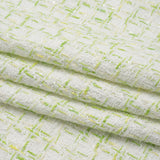 Tweedy Polyester Boucle - White and Lime Green Plaid - Deadstock