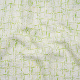 Tweedy Polyester Boucle - White and Lime Green Plaid - Deadstock