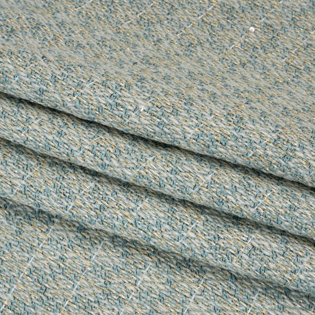 Metallic Wool Blend Tweed with Baby Sequins - Aqua, White and Gold - Deadstock