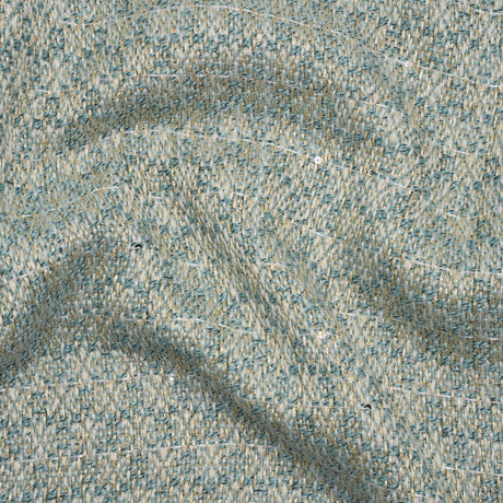 Metallic Wool Blend Tweed with Baby Sequins - Aqua, White and Gold - Deadstock