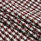 Boucle Tweed with Metallic Eyelash Fringe - White, Black and Red Plaid - Deadstock