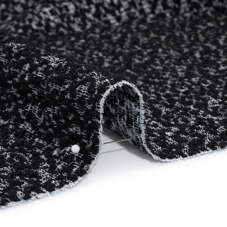 Tweedy Boucle - Black and White Abstract - Deadstock