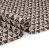 Heavy Polyester Woven with Short Fringe - Ivory and Brown Triangles - Deadstock