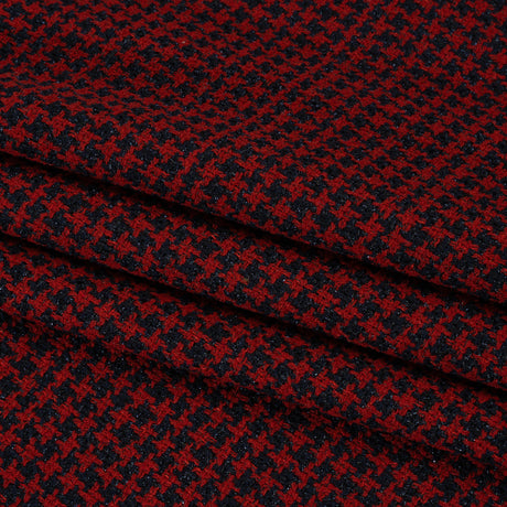 Metallic Tweed - Red and Navy Houndstooth - Deadstock
