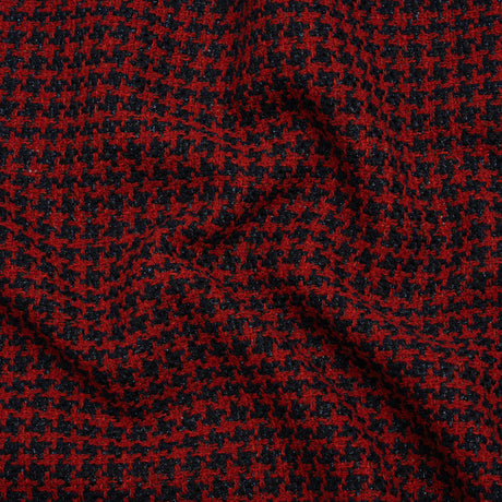 Metallic Tweed - Red and Navy Houndstooth - Deadstock