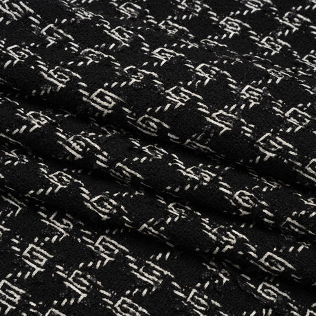 Crepe Polyester Woven - Black and White Plaid - Deadstock