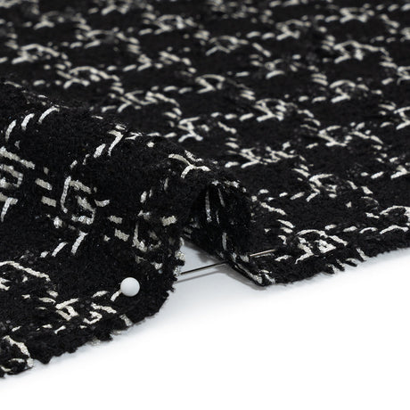 Crepe Polyester Woven - Black and White Plaid - Deadstock