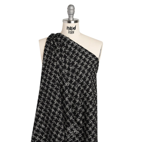 Crepe Polyester Woven - Black and White Plaid - Deadstock