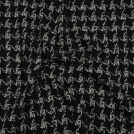 Crepe Polyester Woven - Black and White Plaid - Deadstock