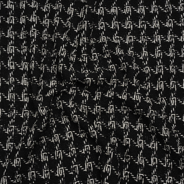Crepe Polyester Woven - Black and White Plaid - Deadstock