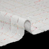 Polyester Tweedy Woven - White and Rainbow Ribbed Windowpane Check - Deadstock