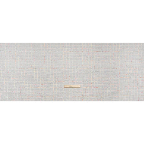Polyester Tweedy Woven - White and Rainbow Ribbed Windowpane Check - Deadstock
