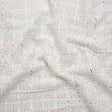 Polyester Tweedy Woven - White and Rainbow Ribbed Windowpane Check - Deadstock