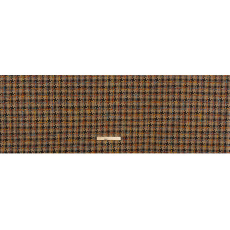 Wool Blend Tweedy Boucle Woven - Brown, Beige and Rainbow Blocky Houndstooth