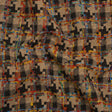 Wool Blend Tweedy Boucle Woven - Brown, Beige and Rainbow Blocky Houndstooth