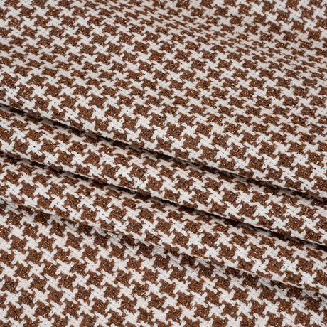 Metallic Tweed - Cream and Brown Houndstooth - Deadstock