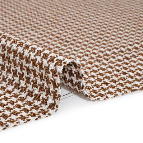 Metallic Tweed - Cream and Brown Houndstooth - Deadstock