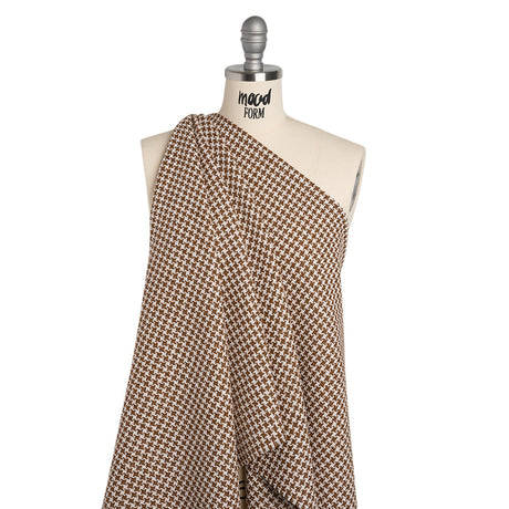 Metallic Tweed - Cream and Brown Houndstooth - Deadstock