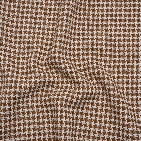 Metallic Tweed - Cream and Brown Houndstooth - Deadstock