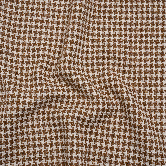 Metallic Tweed - Cream and Brown Houndstooth - Deadstock