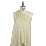 Polyester Tweed with Short Fringe - Pastel Pink, Yellow and Blue Striations - Deadstock