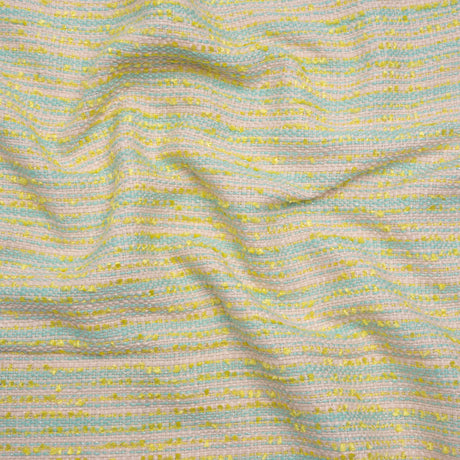 Polyester Tweed with Short Fringe - Pastel Pink, Yellow and Blue Striations - Deadstock