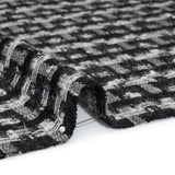 Wool Blend Tweed with Metallic Eyelash Fringe - Black and White Plaid - Deadstock