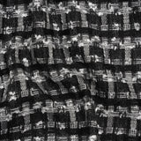 Wool Blend Tweed with Metallic Eyelash Fringe - Black and White Plaid - Deadstock