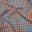 Polyester Woven - Blue, Orange and White Plaid - Deadstock