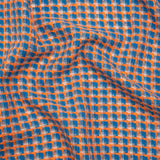 Polyester Woven - Blue, Orange and White Plaid - Deadstock