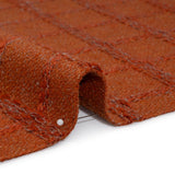 Wool Blend Boucle Tweed - Burnt Orange and Taupe Raised Windowpane Checks - Deadstock