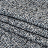 Polyester Tweed with Clear Eyelash Fringe - Blue, White and Black Abstract - Deadstock
