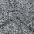 Polyester Tweed with Clear Eyelash Fringe - Blue, White and Black Abstract - Deadstock