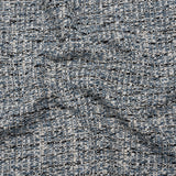 Polyester Tweed with Clear Eyelash Fringe - Blue, White and Black Abstract - Deadstock