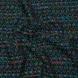 Polyester Tweed with Metallic Gold Strands - Turquoise, Black and Pink Striations - Deadstock