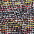 Polyester Tweed - Black, White and Rainbow Tactile Stripes Plaid - Deadstock