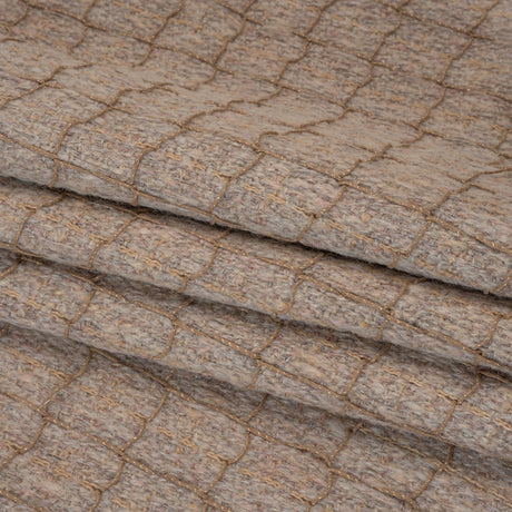 Polyester Tweedy Woven - Dusty Mauve and Taupe Ribbed Windowpane Check - Deadstock