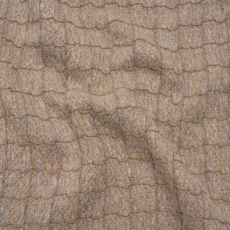 Polyester Tweedy Woven - Dusty Mauve and Taupe Ribbed Windowpane Check - Deadstock