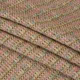 Metallic Polyester Tweed - Pink, Beige and Blue Stripes - Deadstock