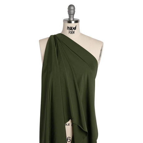 Stretch Nylon Interlock Knit - Olive Green - Designer Deadstock
