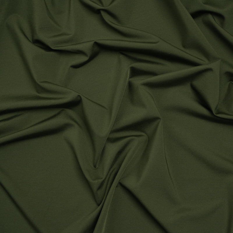 Stretch Nylon Interlock Knit - Olive Green - Designer Deadstock