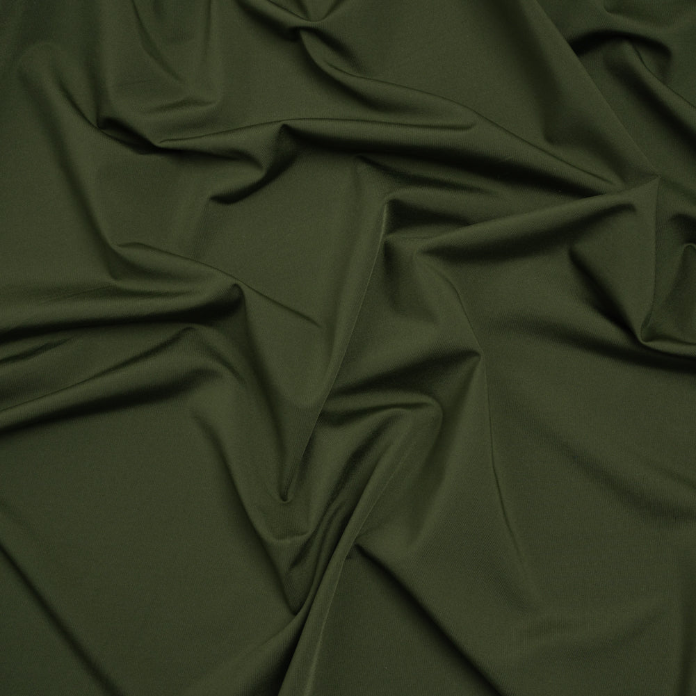 Stretch Nylon Interlock Knit - Olive Green - Designer Deadstock