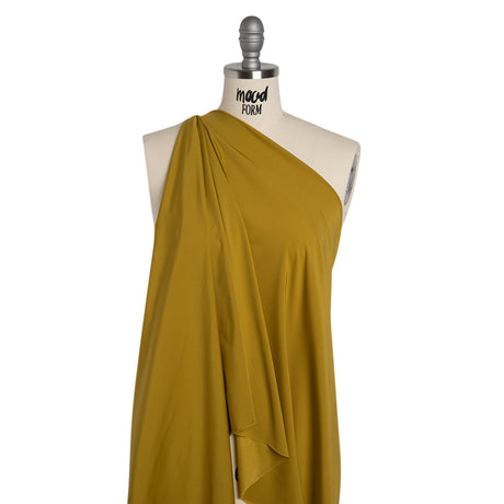Stretch Nylon Interlock Knit - Golden Olive - Designer Deadstock