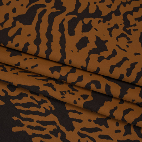 Stretch Nylon Jersey - Warm Tan and Black Tiger Stripes - Designer Deadstock