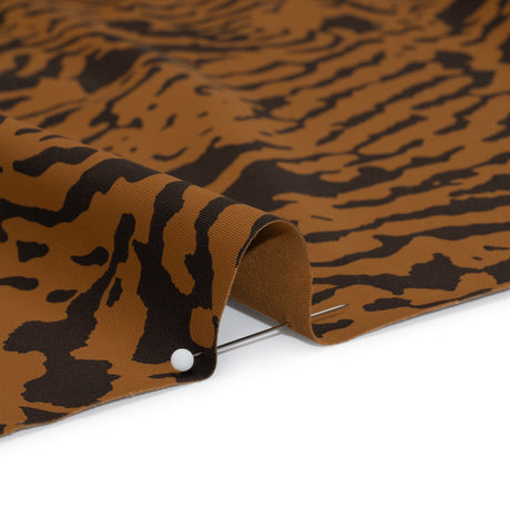 Stretch Nylon Jersey - Warm Tan and Black Tiger Stripes - Designer Deadstock