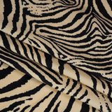 Stretch Nylon Interlock Knit - Beige and Black Zebra Stripes - Designer Deadstock