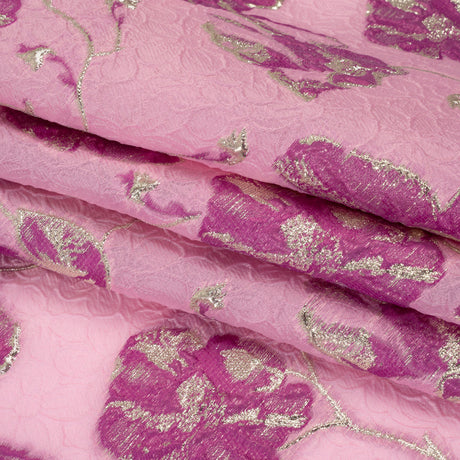 Metallic Brocade - Pink, Magenta and Gold Flowers on Flowers
