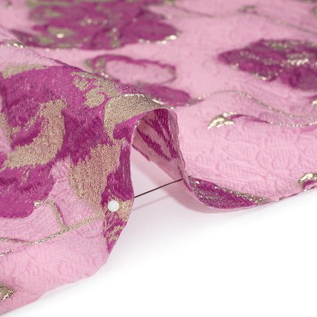 Metallic Brocade - Pink, Magenta and Gold Flowers on Flowers