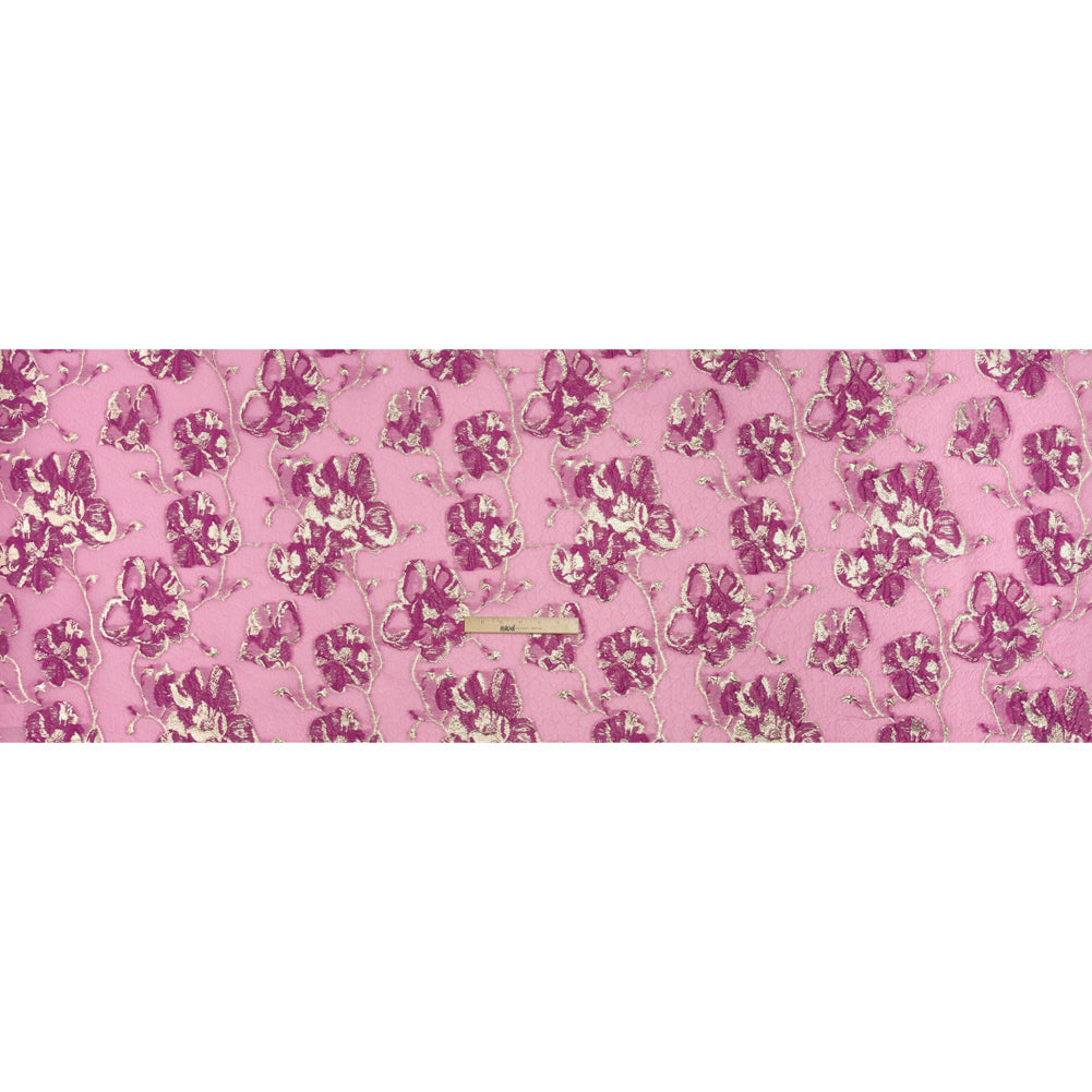 Metallic Brocade - Pink, Magenta and Gold Flowers on Flowers