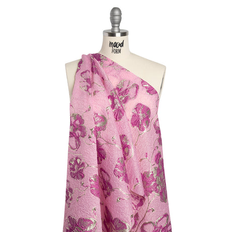 Metallic Brocade - Pink, Magenta and Gold Flowers on Flowers